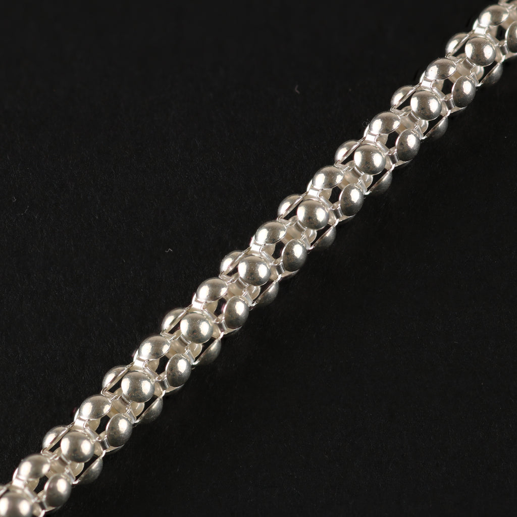 Double Sphere Link Bracelet – 3.55mm Italian 925 Sterling Silver (19 cm)