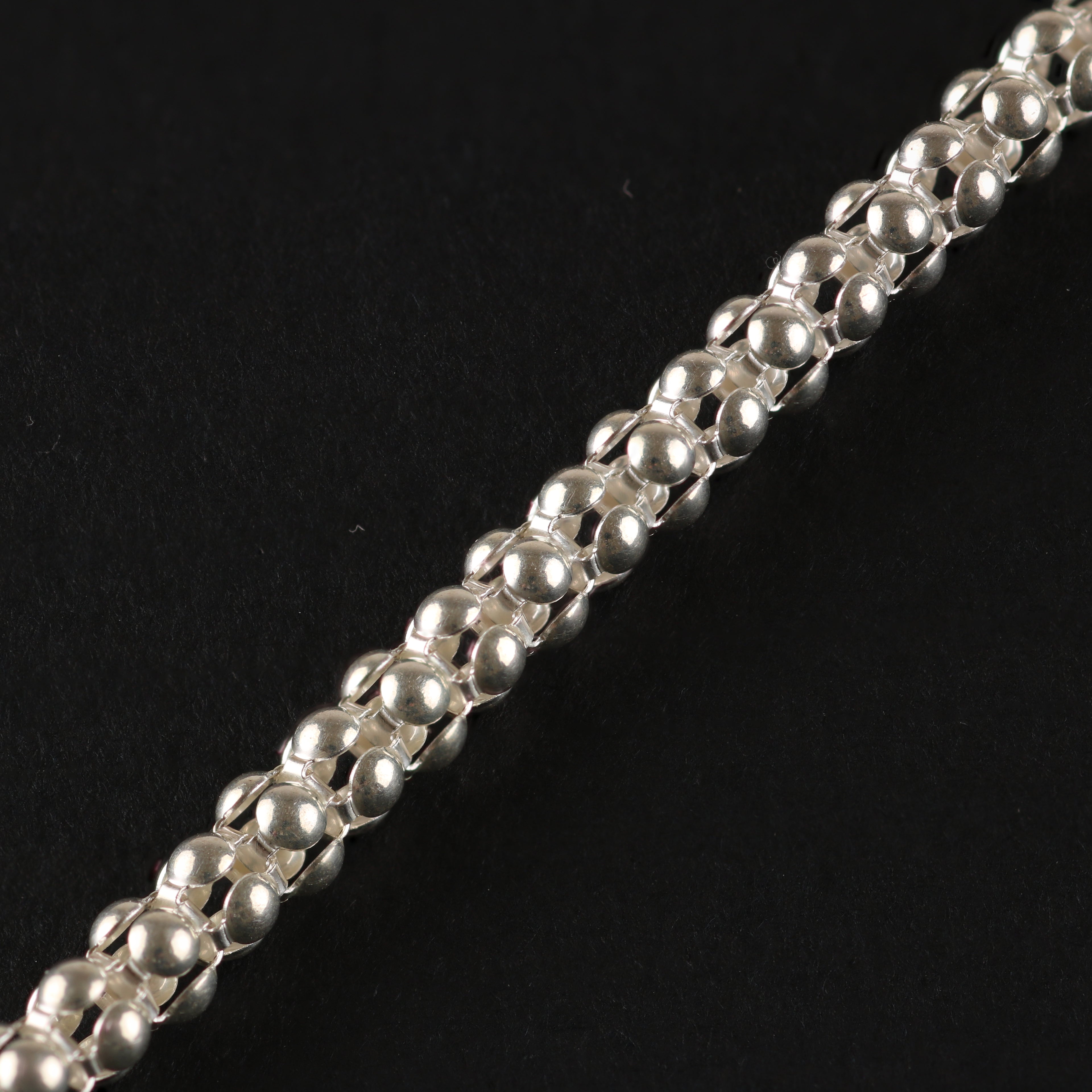 Double Sphere Link Bracelet – 3.55mm Italian 925 Sterling Silver (19 cm)