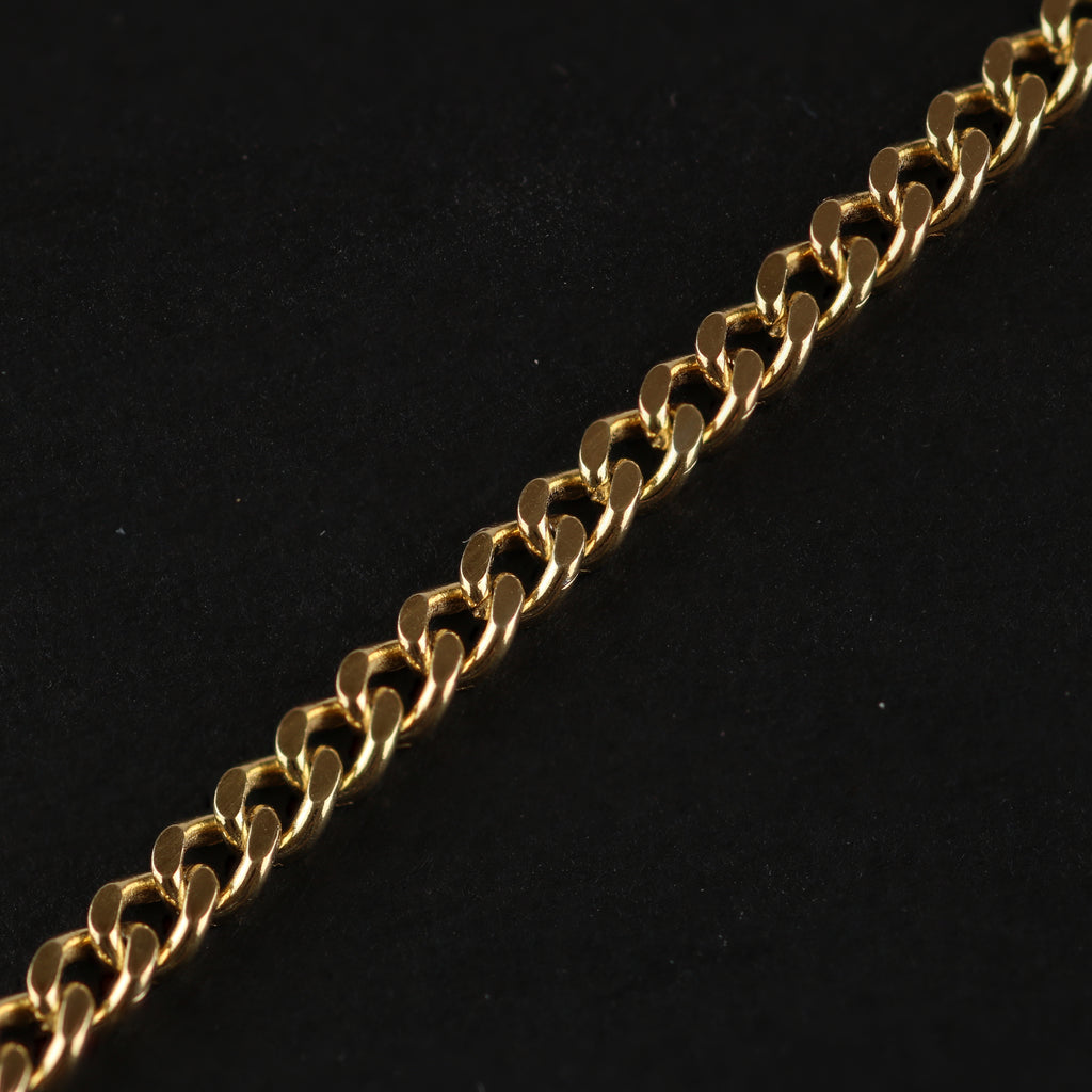Gold Curb Chain Necklace – 3mm Flat Cuban Link Chain (48cm)
