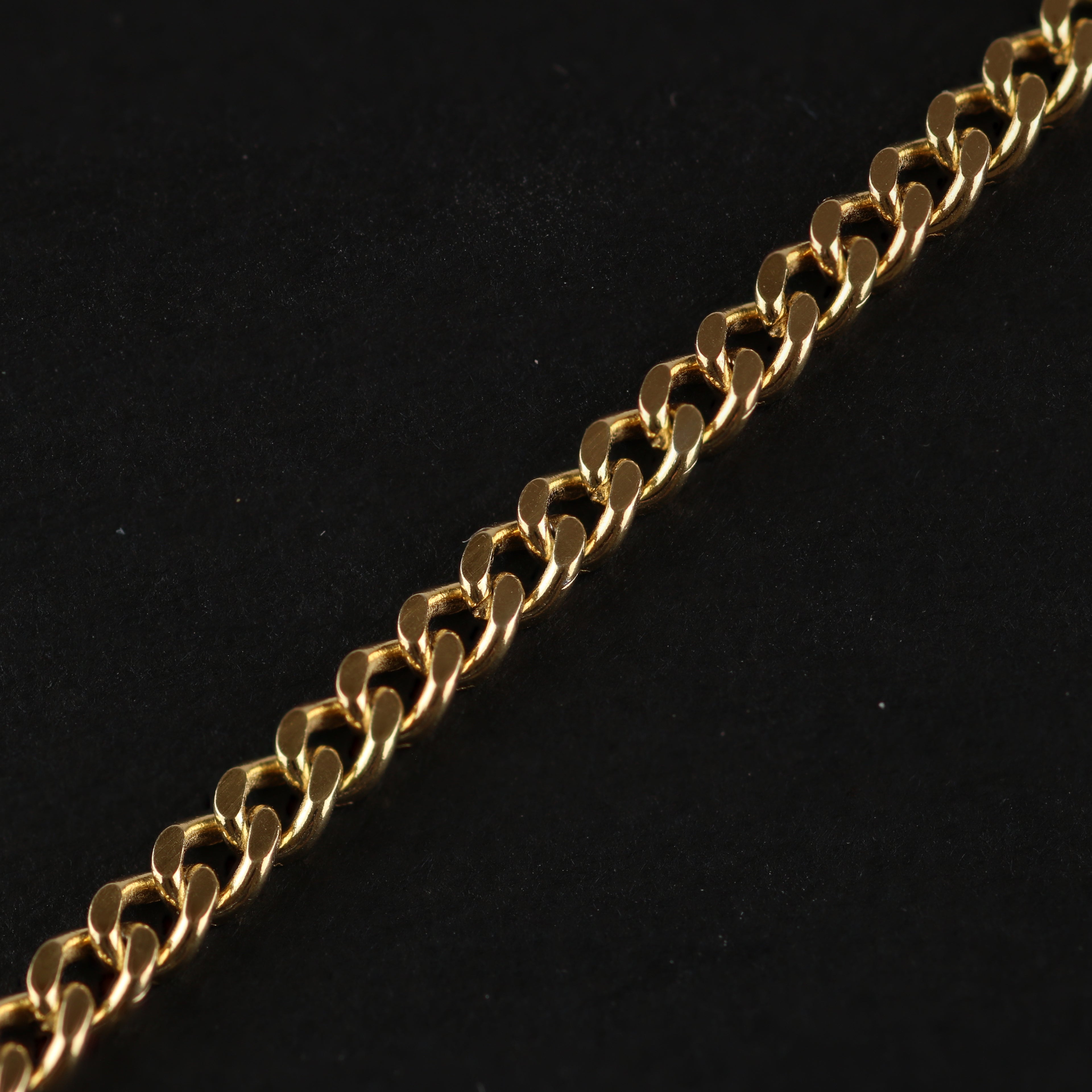 Gold Curb Chain Necklace – 3mm Flat Cuban Link Chain (48cm)