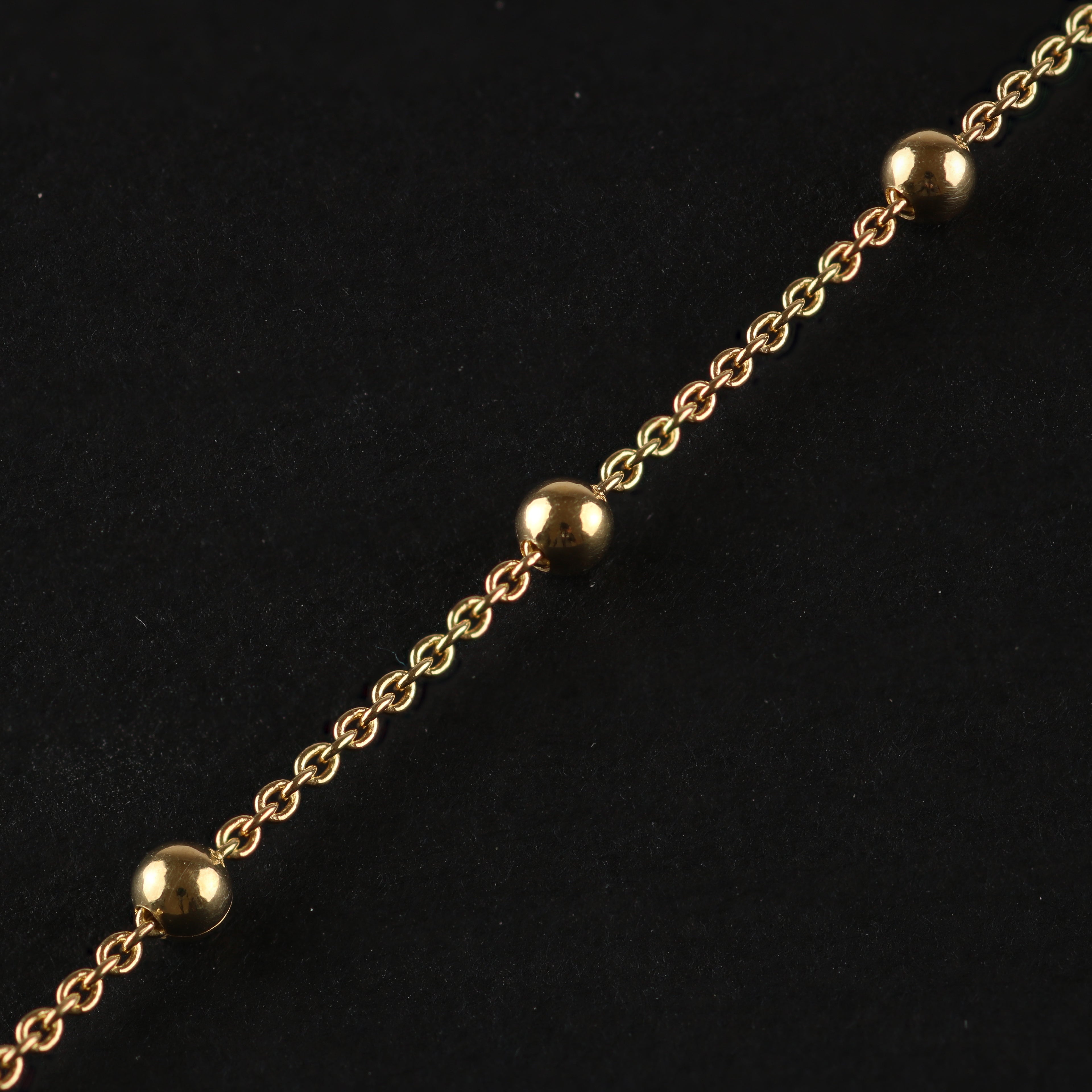 Gold Ball Station Chain – 2.5mm Beaded Necklace in 925 Sterling Silver (42cm)