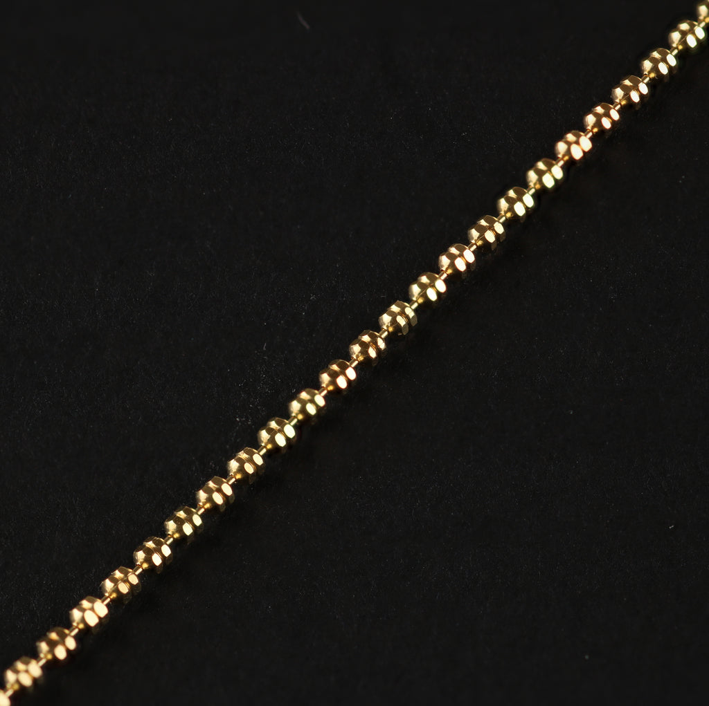 Faceted Bead Chain – 1.3mm Gold-Plated Sterling Silver (40cm)