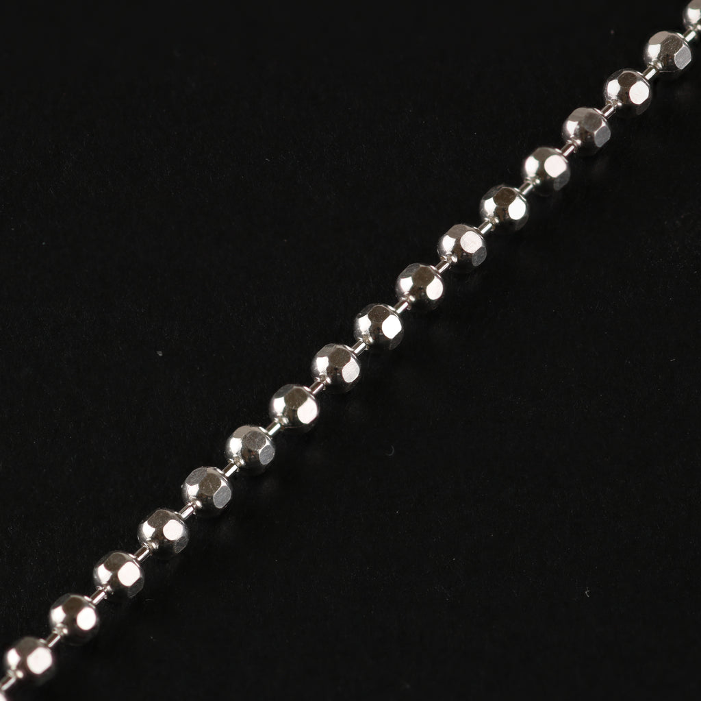 Faceted Ball Chain – 2mm Italian 925 Sterling Silver (42 cm)