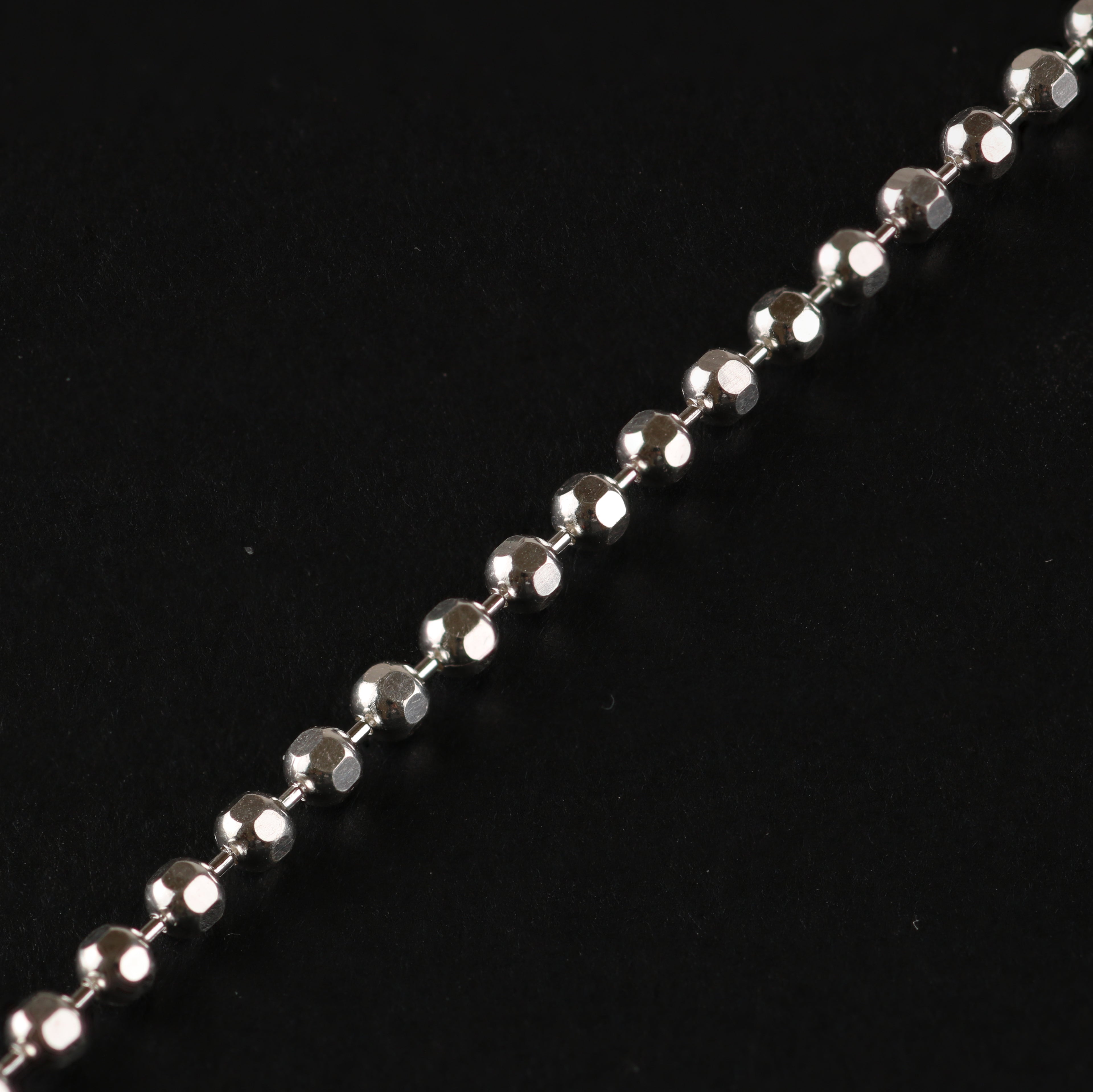 Faceted Ball Chain – 2mm Italian 925 Sterling Silver (42 cm)