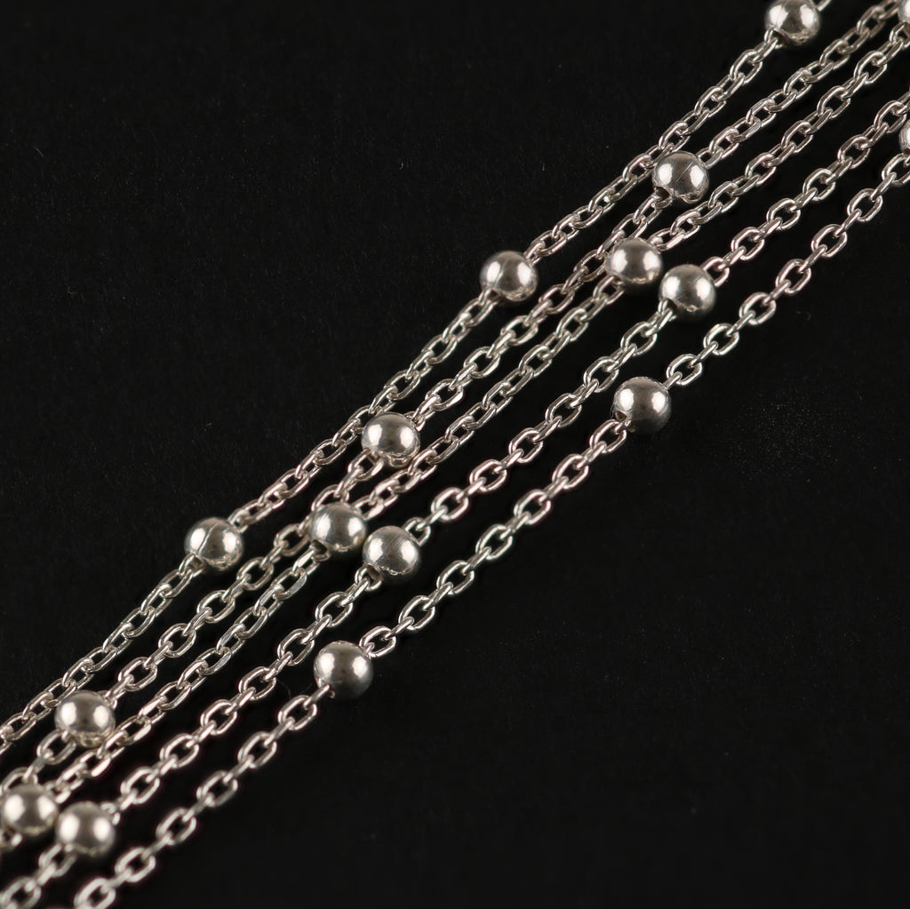 Multi-Strand Structured Bead Bracelet – 7mm Italian 925 Sterling Silver (19cm)