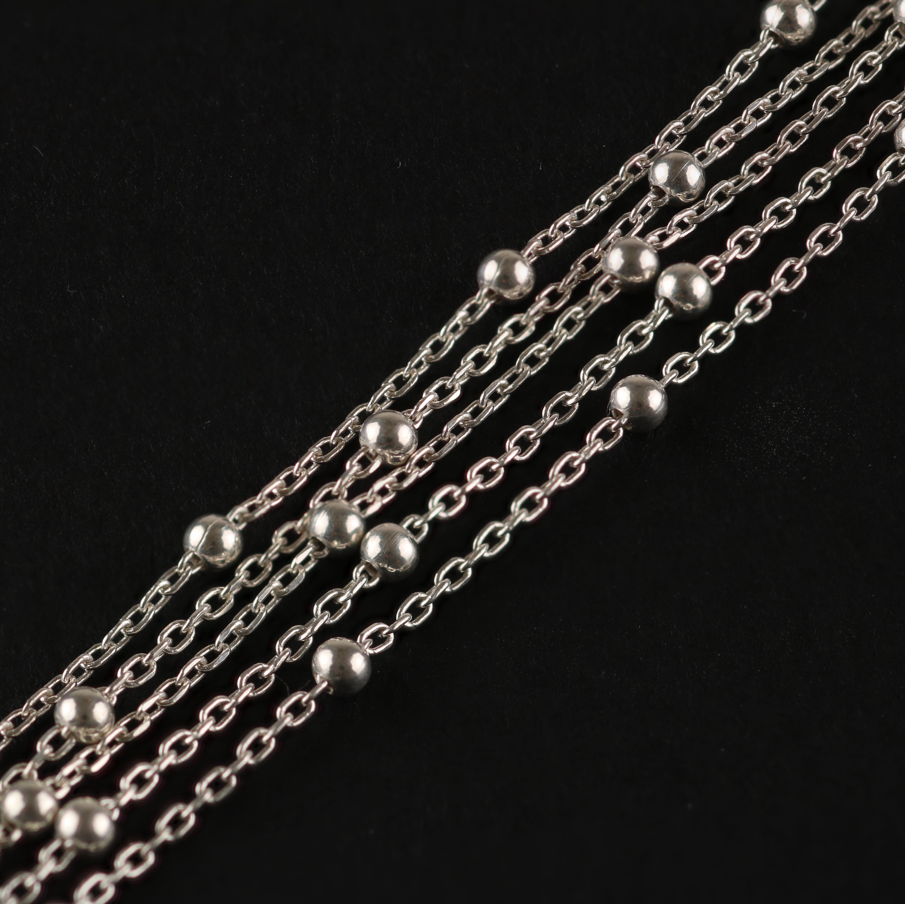 Multi-Strand Structured Bead Bracelet – 7mm Italian 925 Sterling Silver (19cm)