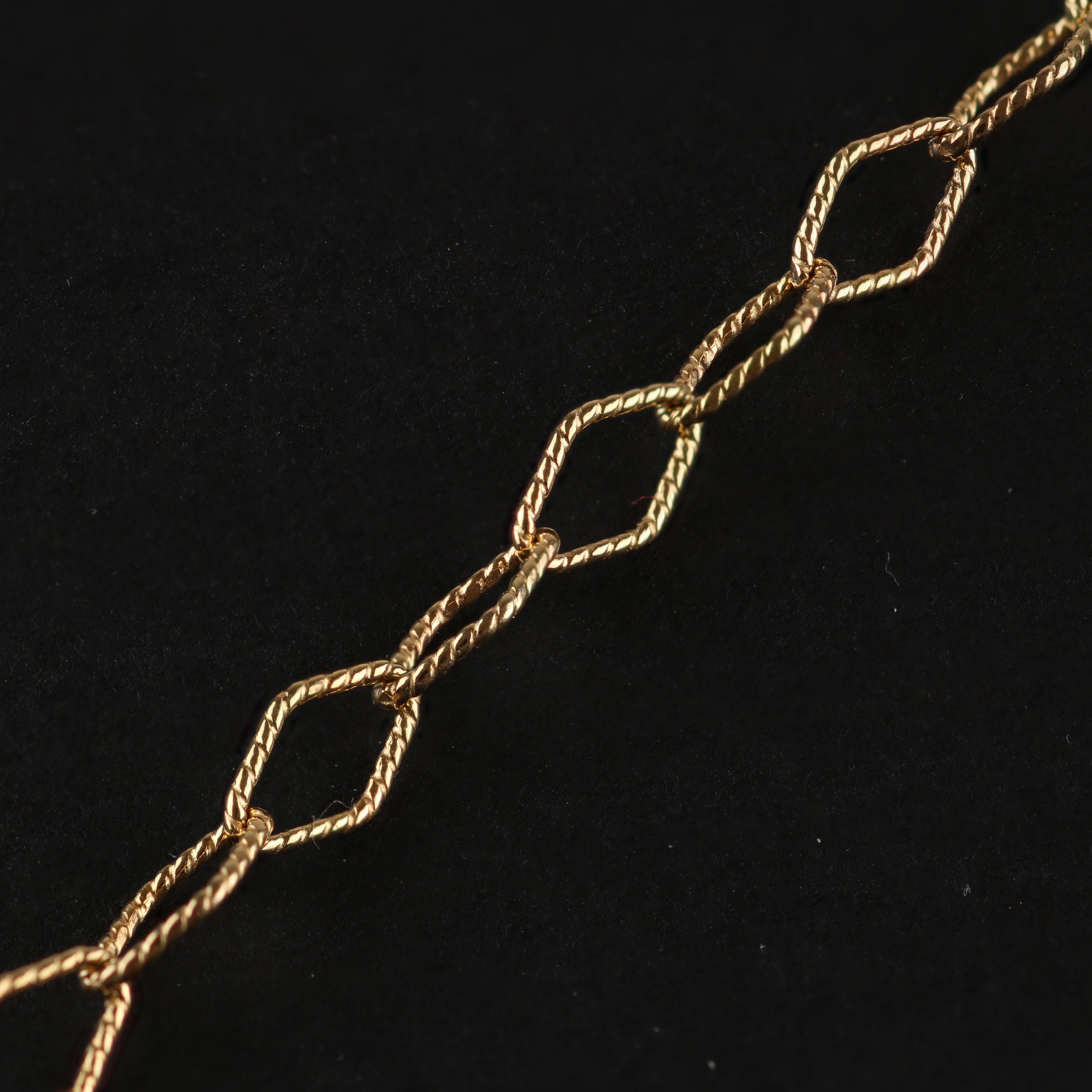 Textured Marquise Link Chain – 4mm Gold-Plated Sterling Silver (50cm)