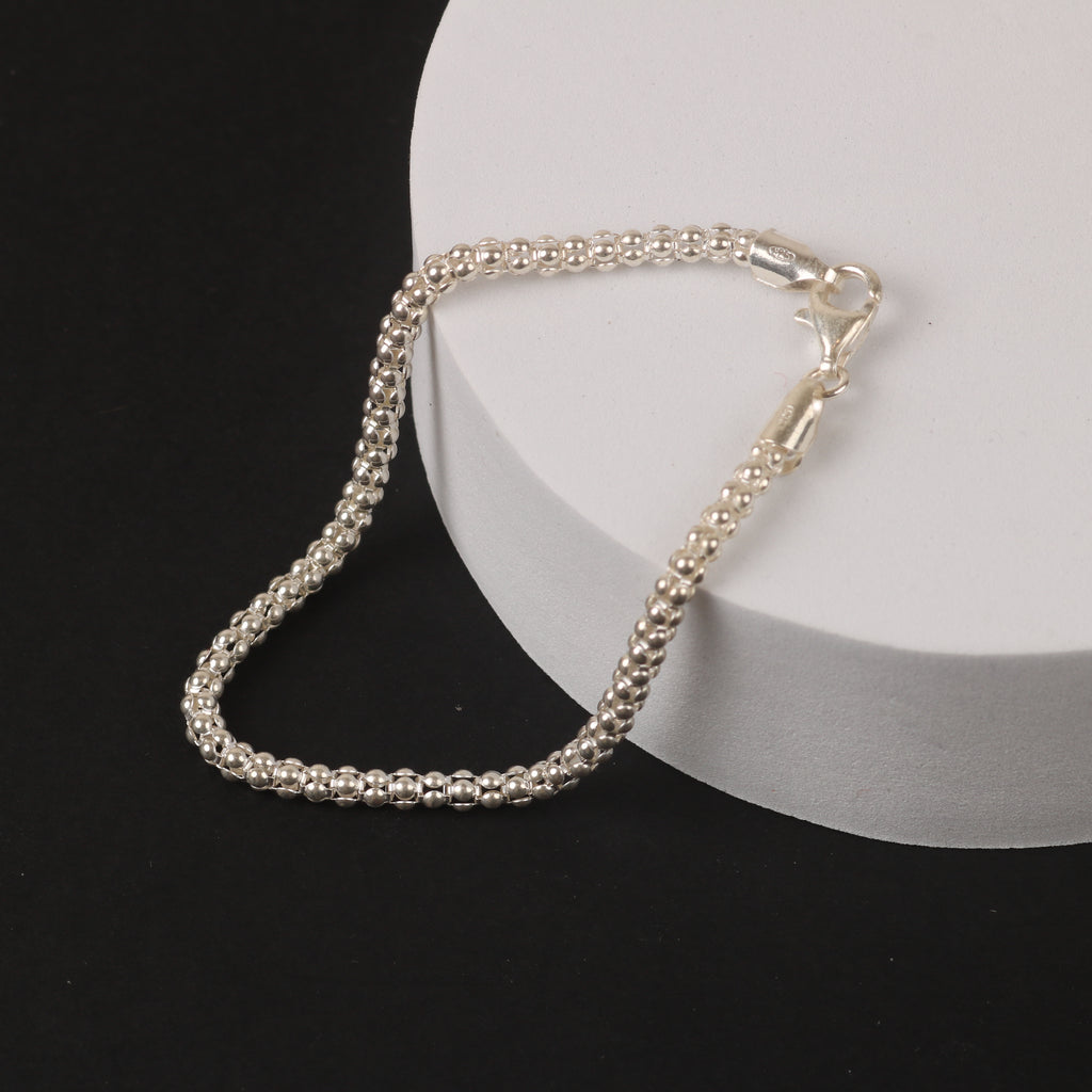 Double Sphere Link Bracelet – 3.55mm Italian 925 Sterling Silver (19 cm)