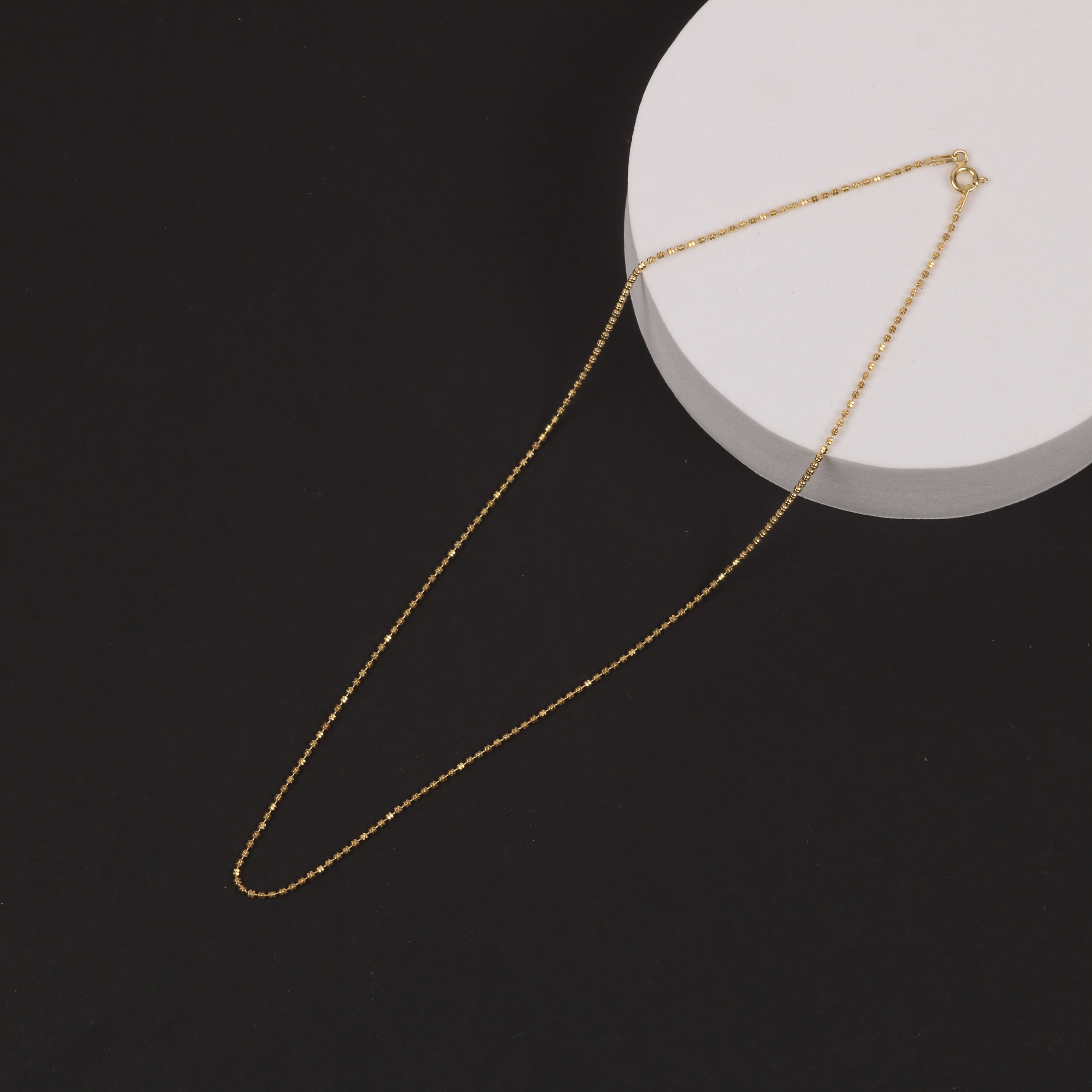 Faceted Bead Chain – 1.3mm Gold-Plated Sterling Silver (40cm)