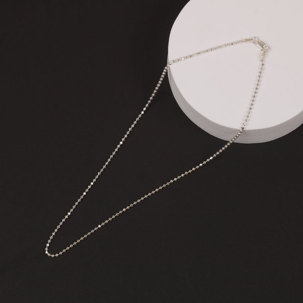 Faceted Ball Chain – 2mm Italian 925 Sterling Silver (42 cm)