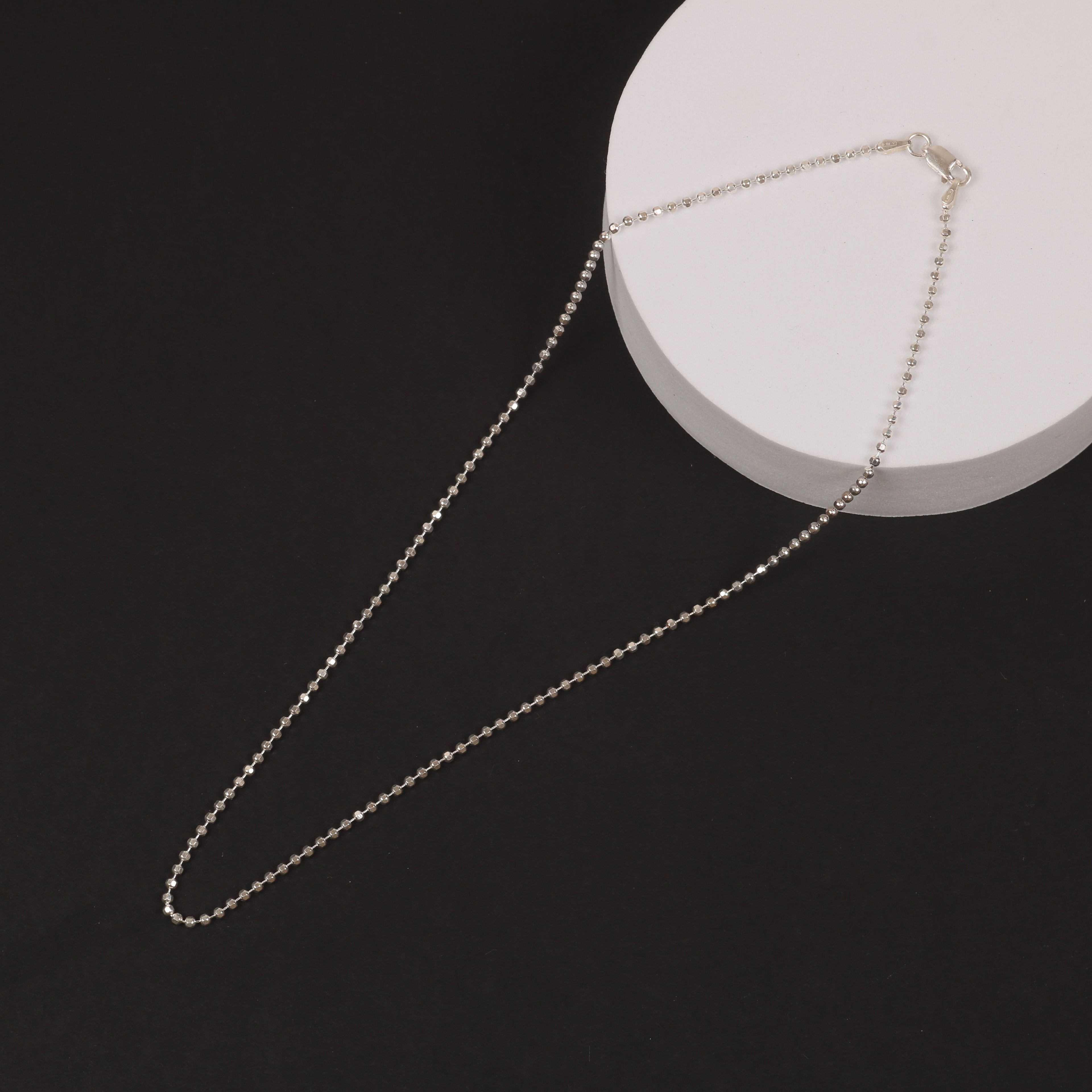 Faceted Ball Chain – 2mm Italian 925 Sterling Silver (42 cm)