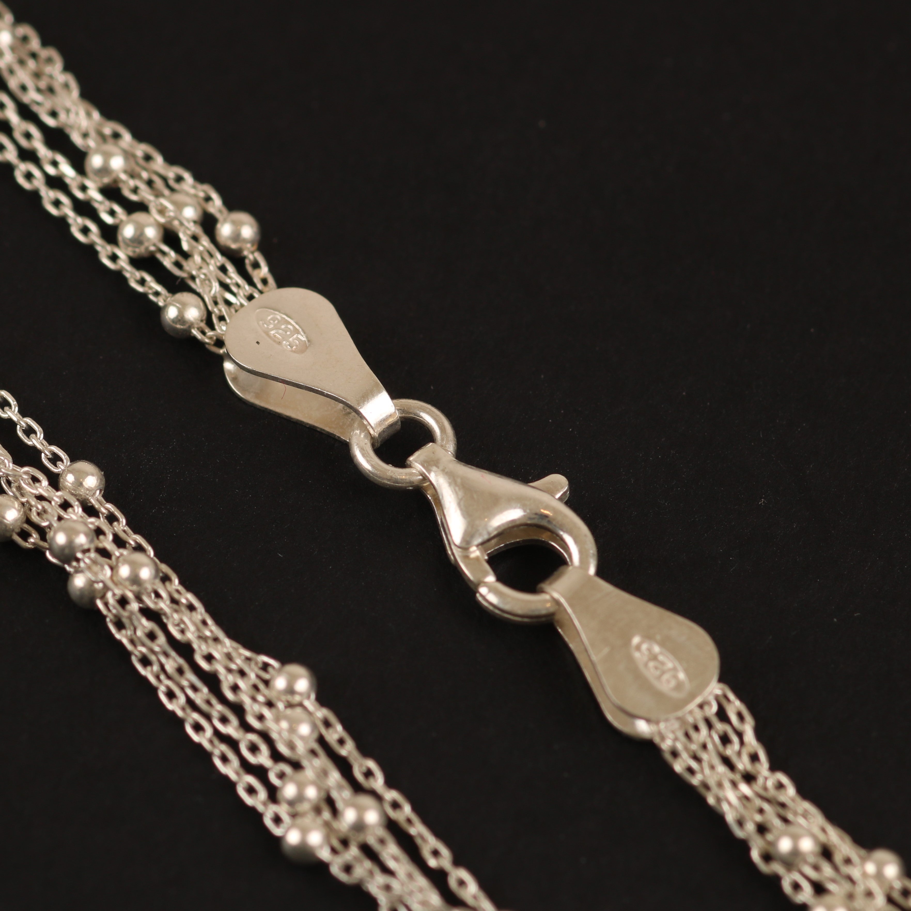 Multi-Strand Structured Bead Bracelet – 7mm Italian 925 Sterling Silver (19cm)
