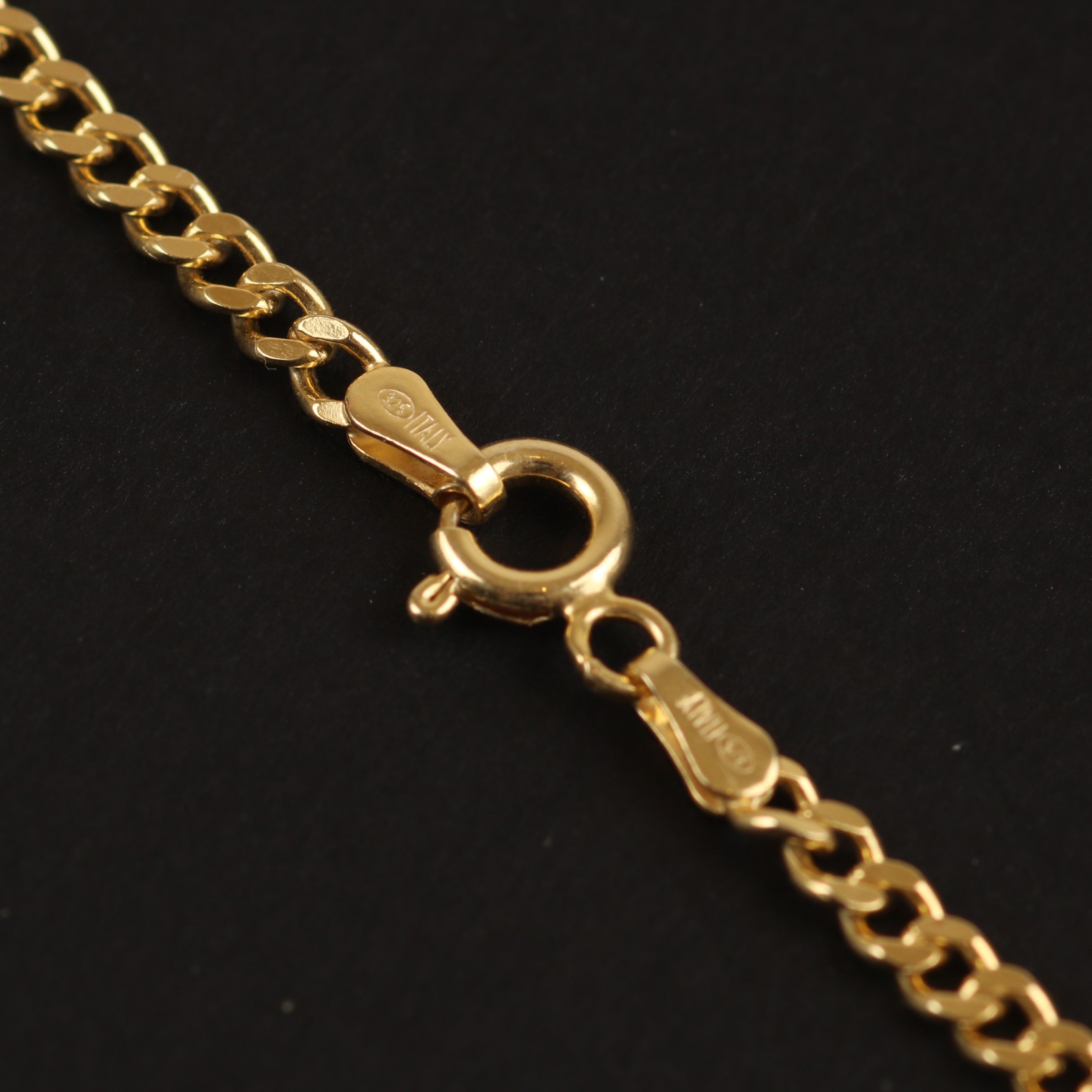Gold Curb Chain Necklace – 3mm Flat Cuban Link Chain (48cm)