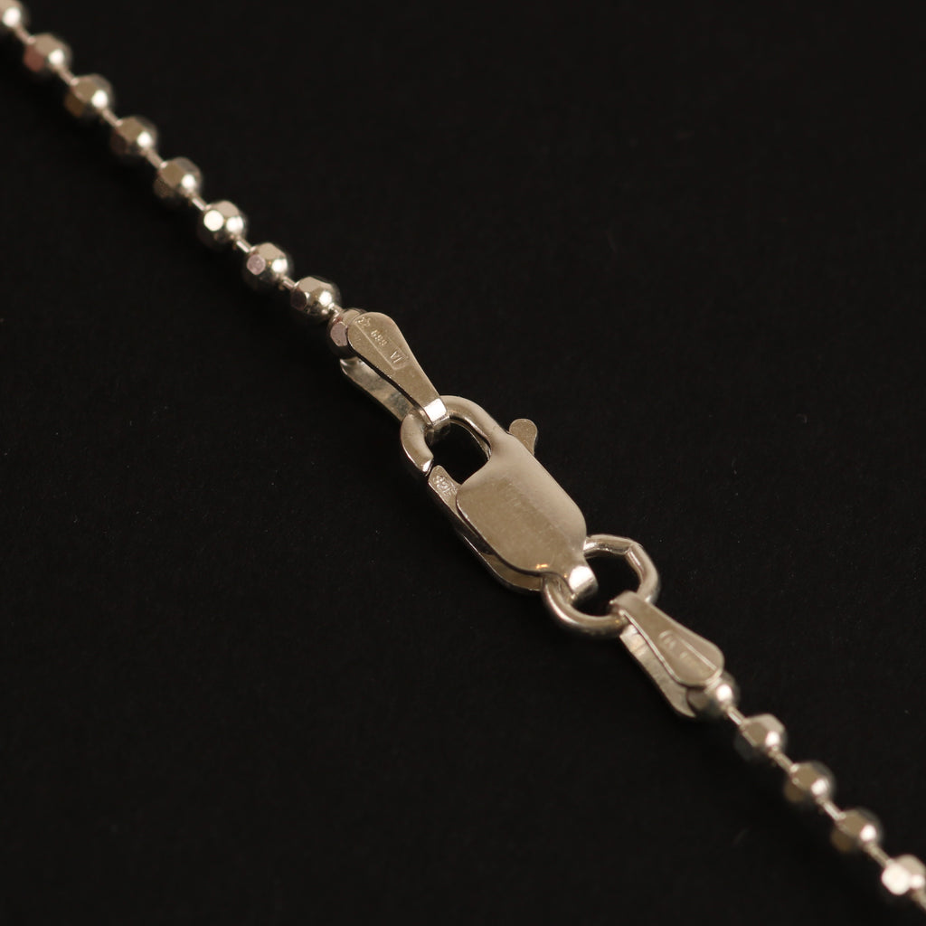 Faceted Ball Chain – 2mm Italian 925 Sterling Silver (42 cm)