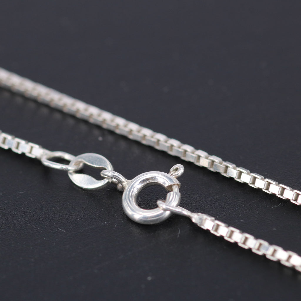 Solid Sterling Silver Box Chain Necklace – Sleek Minimalist Chain for Men & Women