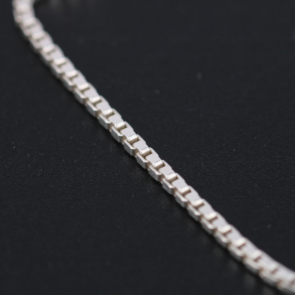 Solid Sterling Silver Box Chain Necklace – Sleek Minimalist Chain for Men & Women